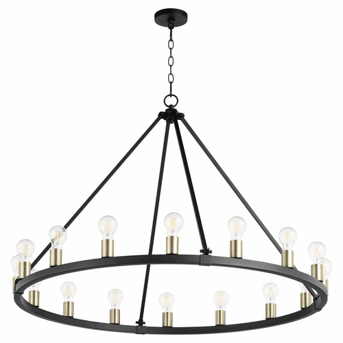 Quorum Paxton 16-LT Chandelier - Noir w/Aged Brass - 64-16-6980