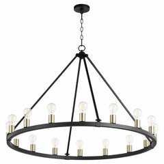 Quorum Paxton 16-LT Chandelier - Noir w/Aged Brass - 64-16-6980