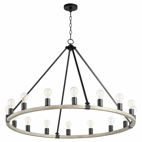 Quorum Paxton 16-LT Chandelier - Noir w/Weathered Oak Finish - 64-16-6941