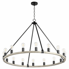 Quorum Paxton 16-LT Chandelier - Noir w/Weathered Oak Finish - 64-16-6941