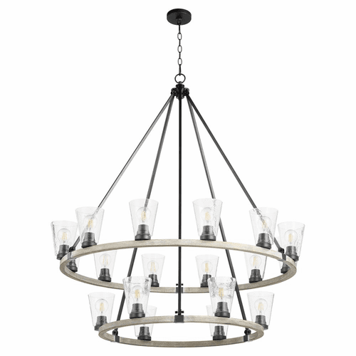 Quorum Paxton 18-LT Chandelier - Noir w/Weathered Oak Finish - 63-18-6941
