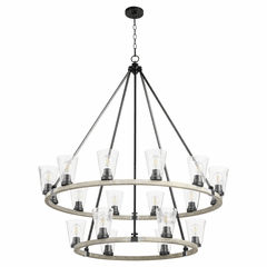 Quorum Paxton 18-LT Chandelier - Noir w/Weathered Oak Finish - 63-18-6941