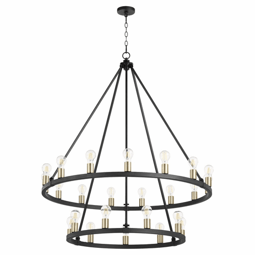 Quorum Paxton 24-LT Chandelier - Noir w/Aged Brass - 64-24-6980