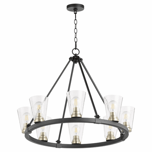 Quorum Paxton 8-LT Chandelier - Noir w/Aged Brass - 63-8-6980
