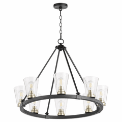 Quorum Paxton 8-LT Chandelier - Noir w/Aged Brass - 63-8-6980