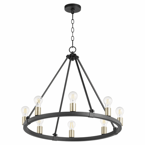 Quorum Paxton 8-LT Chandelier - Noir w/Aged Brass - 64-8-6980