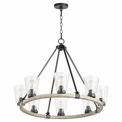 Quorum Paxton 8-LT Chandelier - Noir w/Weathered Oak Finish - 63-8-6941