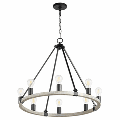 Quorum Paxton 8-LT Chandelier - Noir w/Weathered Oak Finish - 64-8-6941