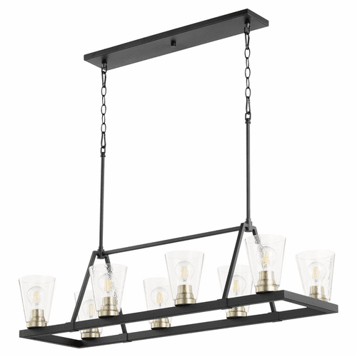 Quorum Paxton 8-LT Linear Chandelier - Noir w/Aged Brass - 83-8-6980