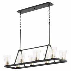 Quorum Paxton 8-LT Linear Chandelier - Noir w/Aged Brass - 83-8-6980