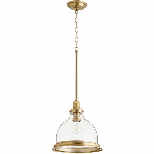 Quorum Pendant with Ring - Aged Brass W/ Clear - 6193-12-80