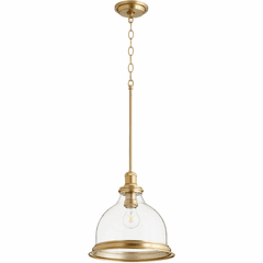 Quorum Pendant with Ring - Aged Brass W/ Clear - 6193-12-80