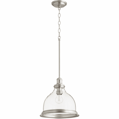 Quorum Pendant With Ring - Satin Nickel W/ Clear/Seeded - 6193-12-65