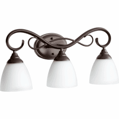 Quorum Powell 3-LT Vanity - Oiled Bronze W/ Satin Opal - 5108-3-86