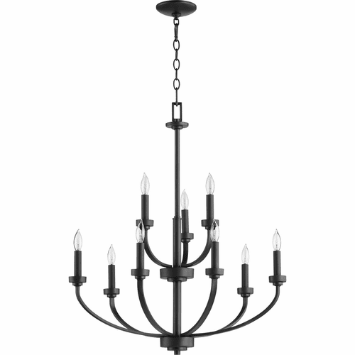 Quorum Reyes 9-LT Candle Chandelier - Noir - 6160-9-69