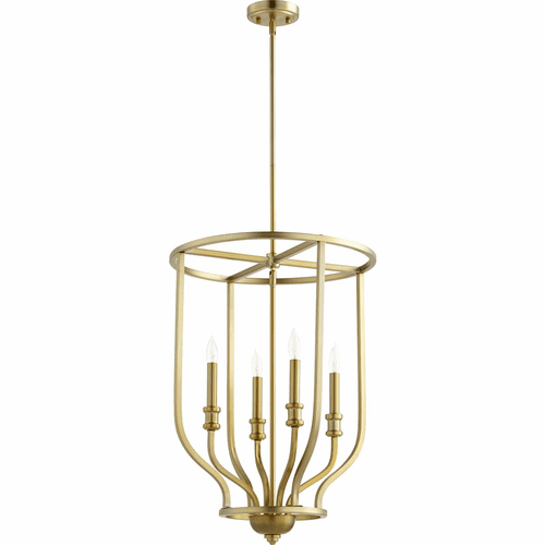 Quorum Richmond 4-LT Entry Light - Aged Brass - 6711-4-80