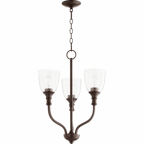 Quorum Richmond Chandelier - Oiled Bronze W/ Clear/Seeded - 6811-3-186