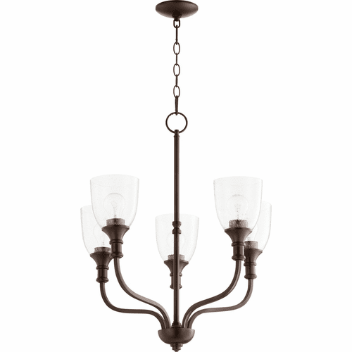 Quorum Richmond Chandelier - Oiled Bronze W/ Clear/Seeded - 6811-5-186