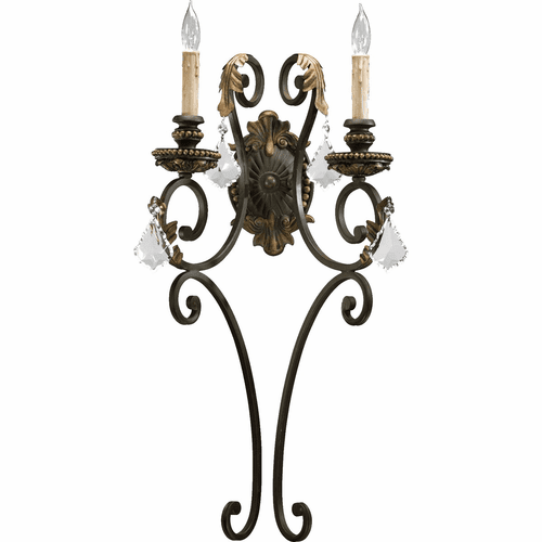 Quorum Rio Salado 2-LT Wall Mount - Toasted Sienna With Mystic Silver - 5357-2-44