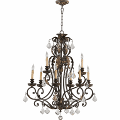 Quorum Rio Salado 9-LT Chandelier - Toasted Sienna With Mystic Silver - 6157-9-44