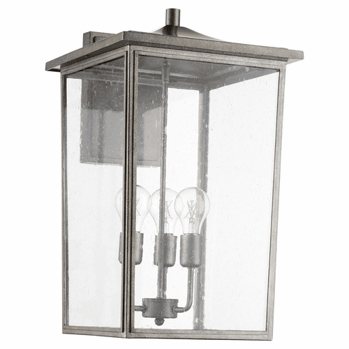 Quorum Riverside 13" 3-LT Outdoor Wall Lantern - Weathered Zinc  - 722-13-37