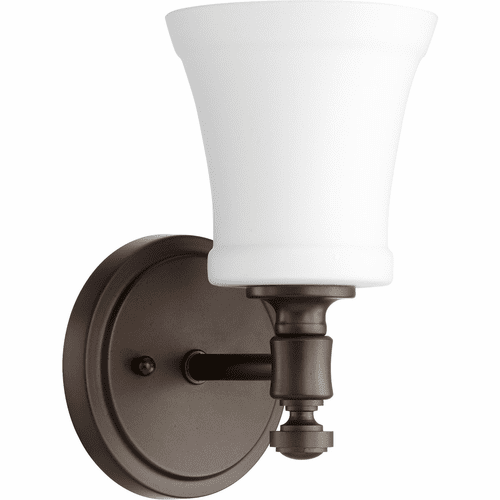 Quorum Rossington 1-LT Wall Mount - Oiled Bronze W/ Satin Opal - 5422-1-186