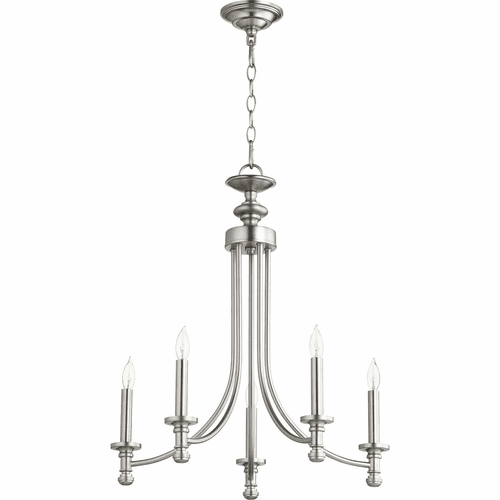 Quorum Rossington 5-LT Candle Chandelier - Satin Nickel - 6022-5-65