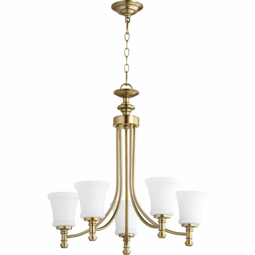 Quorum Rossington 5-LT Chandelier - Aged Brass - 6122-5-80