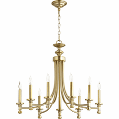 Quorum Rossington 9-LT Candle Chandelier - Aged Brass - 6022-9-80 Quorum Rossington 9-LT Candle Chandelier - Aged Brass - 6022-9-80