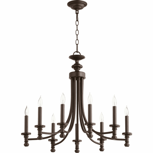 Quorum Rossington 9-LT Candle Chandelier - Oiled Bronze - 6022-9-86