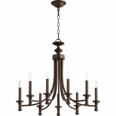 Quorum Rossington 9-LT Candle Chandelier - Oiled Bronze - 6022-9-86 Quorum Rossington 9-LT Candle Chandelier - Oiled Bronze - 6022-9-86