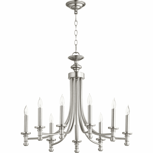 Quorum Rossington 9-LT Candle Chandelier - Satin Nickel - 6022-9-65