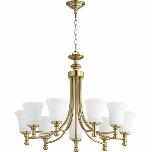 Quorum Rossington 9-LT Chandelier - Aged Brass - 6122-9-80