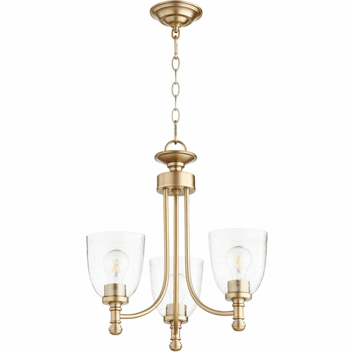 Quorum Rossington Chd - Aged Brass W/ Clear/Seeded - 6122-3-280