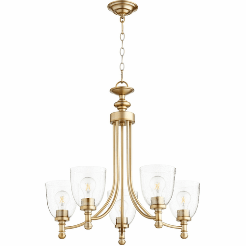 Quorum Rossington Chd - Aged Brass W/ Clear/Seeded - 6122-5-280