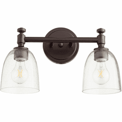 Quorum Rossington Vanity - Oiled Bronze W/ Clear/Seeded - 5122-2-286 Quorum Rossington Vanity - Oiled Bronze W/ Clear/Seeded - 5122-2-286