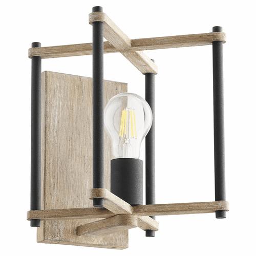 Quorum Silva 1-LT Wall Mount - Noir w/Weathered Oak Finish - 5134-1-69
