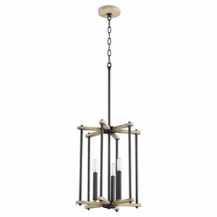 Quorum Silva 3-LT Entry & Foyer Light - Noir w/Weathered Oak Finish - 8134-3-69