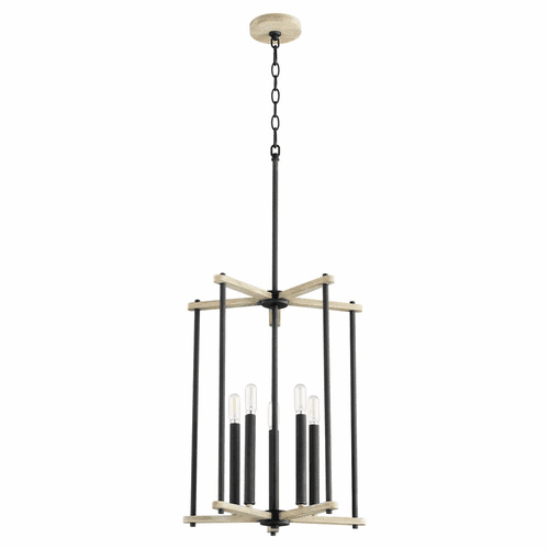 Quorum Silva 5-LT Entry & Foyer Light - Noir w/Weathered Oak Finish - 8134-5-69
