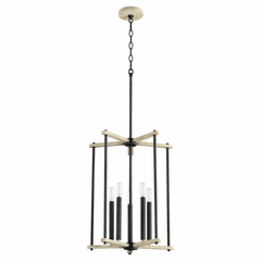 Quorum Silva 5-LT Entry & Foyer Light - Noir w/Weathered Oak Finish - 8134-5-69