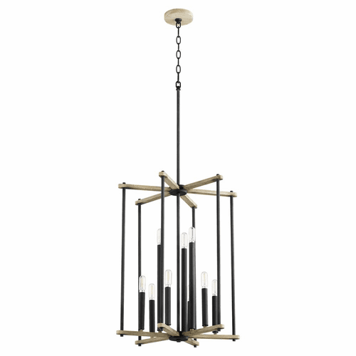 Quorum Silva 9-LT Entry & Foyer Light - Noir w/Weathered Oak Finish - 8134-9-69