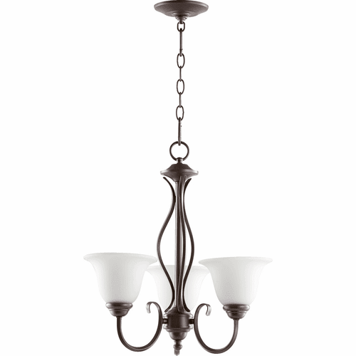 Quorum Spencer 3-LT Chandelier - Oiled Bronze W/ Satin Opal - 6010-3-186