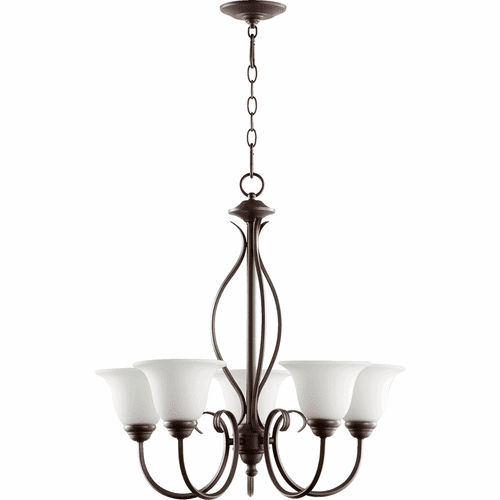 Quorum Spencer 5-LT Chandelier - Oiled Bronze W/ Satin Opal - 6010-5-186