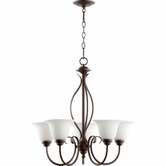 Quorum Spencer 5-LT Chandelier - Oiled Bronze W/ Satin Opal - 6010-5-186 Quorum Spencer 5-LT Chandelier - Oiled Bronze W/ Satin Opal - 6010-5-186