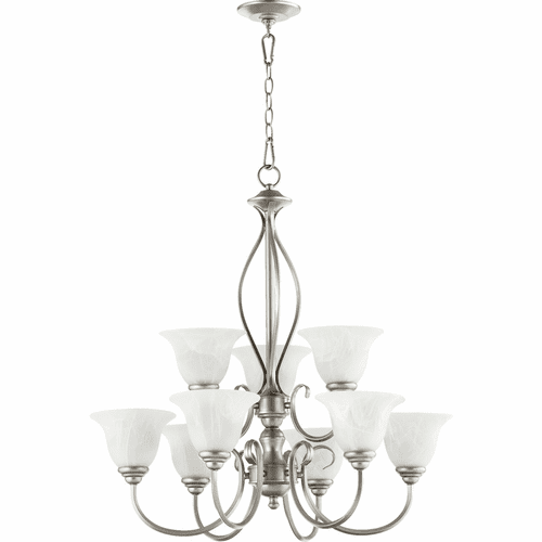 Quorum Spencer 9-LT Chandelier - Classic Nickel - 6010-9-64