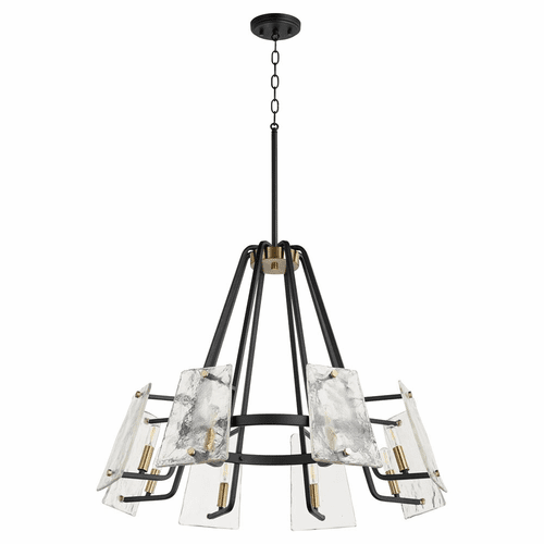 Quorum Tioga 8-LT Chandelier - Noir w/Aged Brass - 637-8-69