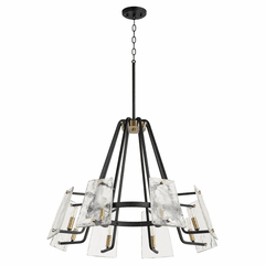 Quorum Tioga 8-LT Chandelier - Noir w/Aged Brass - 637-8-69