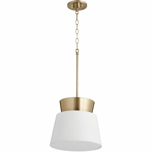 Quorum Trapezoids Pendant - Studio White / Aged Brass - 8006-0880