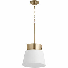 Quorum Trapezoids Pendant - Studio White / Aged Brass - 8006-0880