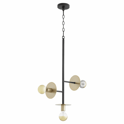 Quorum Voyager 3-LT Pendant - Noir w/Aged Brass - 843-3-6980